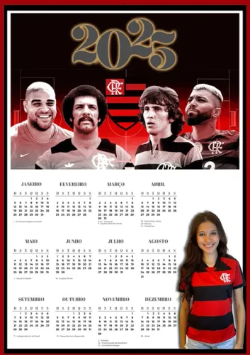 Calendário 2025 Flamengo COM A SUA FOTO