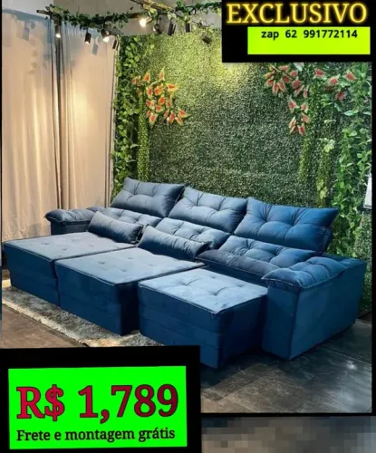 Sofá Retrátil E Reclinável 2.90 LARGURA APENAS Á VISTA DIRETO DA FÁBRICA
