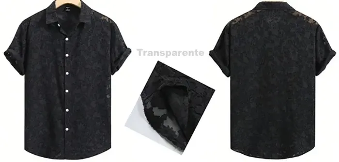 Camisa Esporte Fino Masculina Com Tecido Transparente