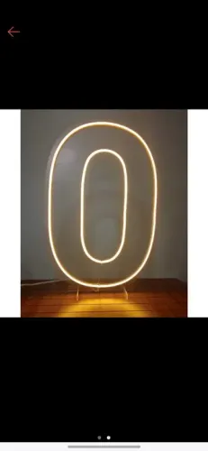 Painel Número LED Neon Zero 0 Acrílico 50 cm Decoração Festa Letra