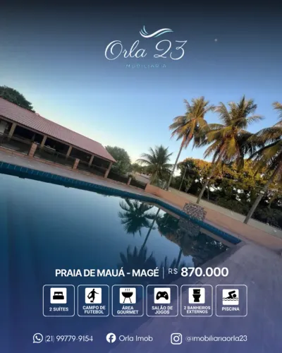 PRAIA de MAUÁ, ORLA 23 IMOBILIÁRIA VENDE! Sítio completo próximo da Praia de Mauá!
