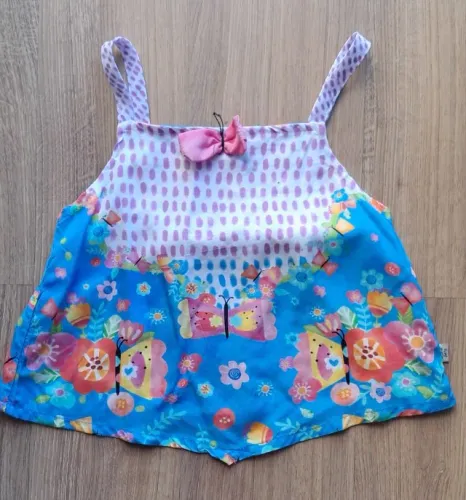 Conjunto blusa de alça + calça branca - Alphabeto - TAMANHO 8 ANOS