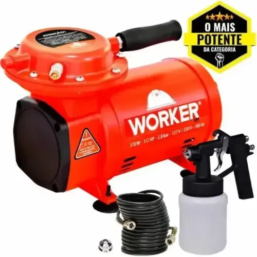 Compressor Ar Direto Tufão Bivolt Kit Pintura Worker Pistola