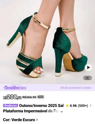 Sandália feminina verde esmeralda
