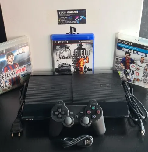 PS3 SUPER SLIM 250GB DESBLOQUEADO_C/ 30 JOGOS NA MEMÓRIA_C/GARANTIA _SOMOS LOJA EM CAXIAS