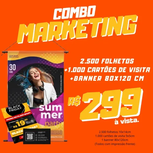 Combo Marketing Completo - Folhetos, Cartões e Banner!