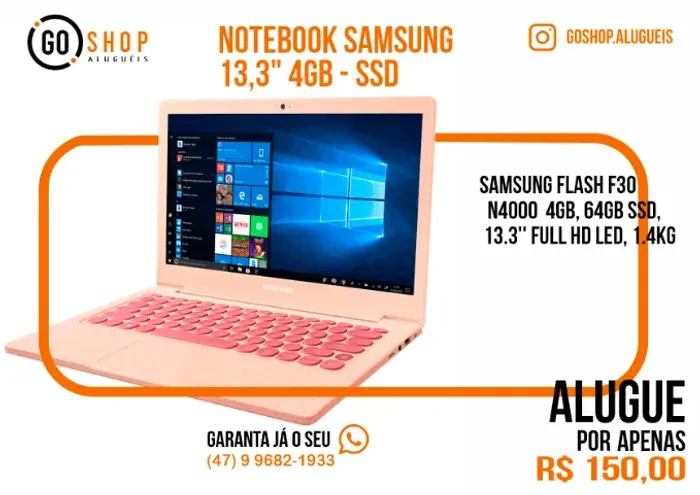 NOTEBOOK SAMSUNG 13,3" 4GB - SSD 