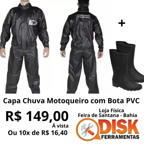 KIT capa chuva motoqueiro Pantaneiro + Bota PVC