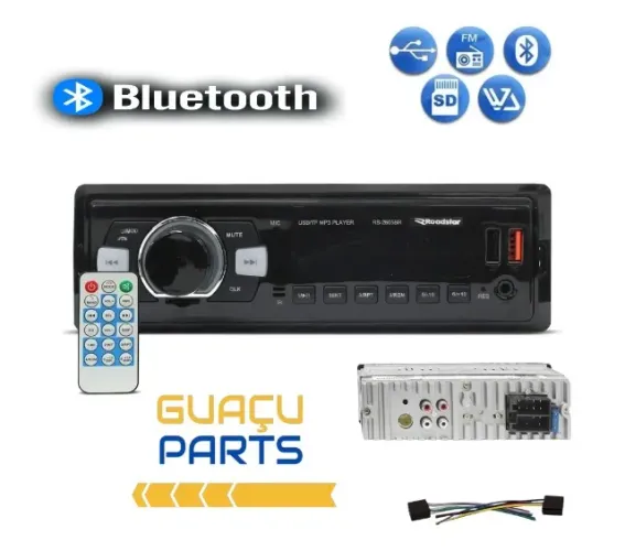 Rádio Roadstar 48w Bluetooth 2x USB Aux Fm Controle 7 cores novo c/ garantia