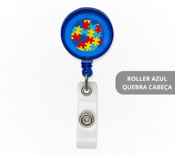 Roller Azul Quebra Cabeça - Porta Crachá