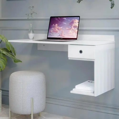 Mesa de Escritório Suspensa Branca - Moderna e Compacta ENTREGA HOJE !!! 