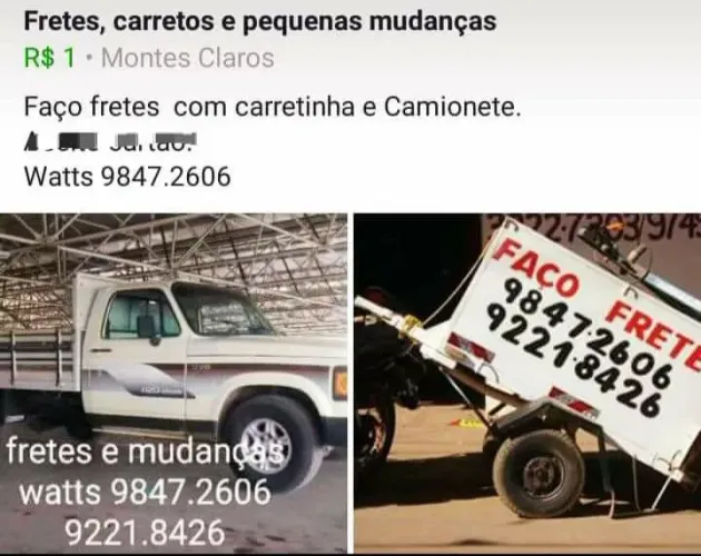 Fretes carretinha e camionete 