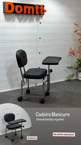 Cadeira manicure Dompel com bandeja regulável-Em até 6x sem juros