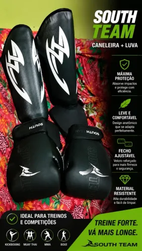 Kit Luva + Caneleira South Team - Semi Novo