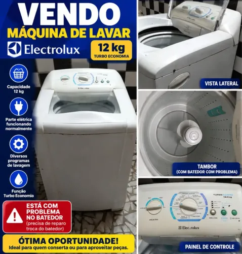 Máquina de Lavar Electrolux 12kg Turbo Economia - Com Defeito no Batedor