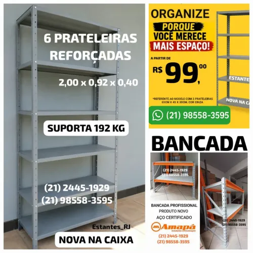 Estantes de Aço (Novas) a partir de 99,00*