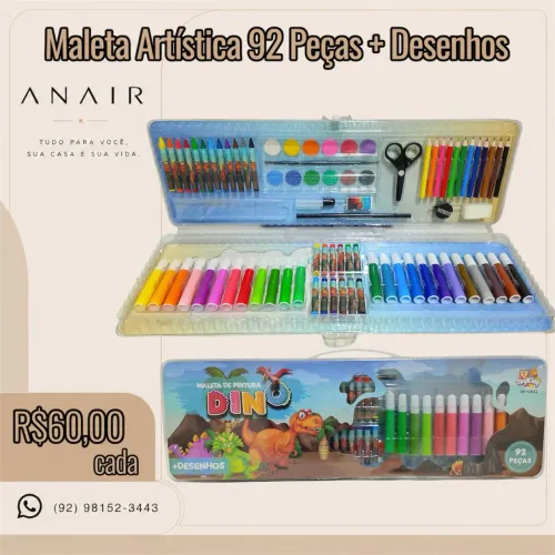 Maleta Artística 92 Peças + Desenhos