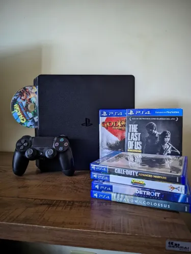 Ps4 Slim + Controle Original Com Garantia + 6 Jogos Mídia Física - Playstation 4 de 500GB