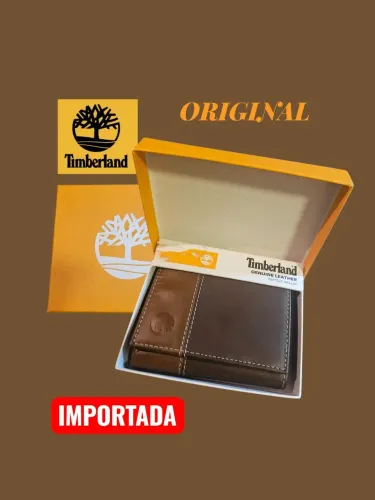CARTEIRA TRIFOLD TIMBERLAND MASCULINA ORIGINAL EM COURO LEGITIMO MARROM