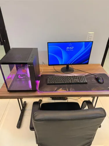 Setup completo Ryzen 5 + monitor AOC 100 Hz + mesa e cadeira