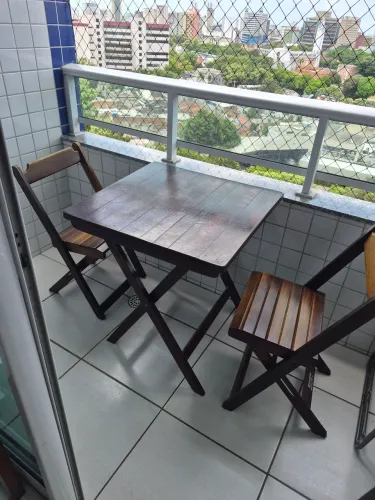 Jogo de Mesa Dobrável Madeira Maciça - Mesa + 2 Cadeiras - Varanda / Bar