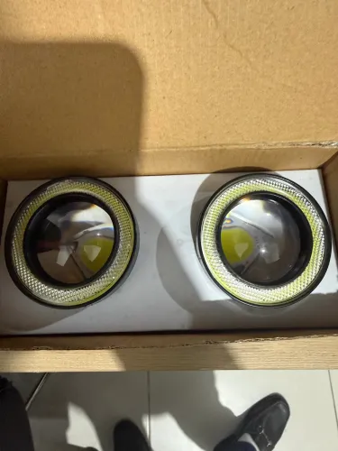 ? Farol de Neblina LED com Angel Eyes Branco - 12V | Novo