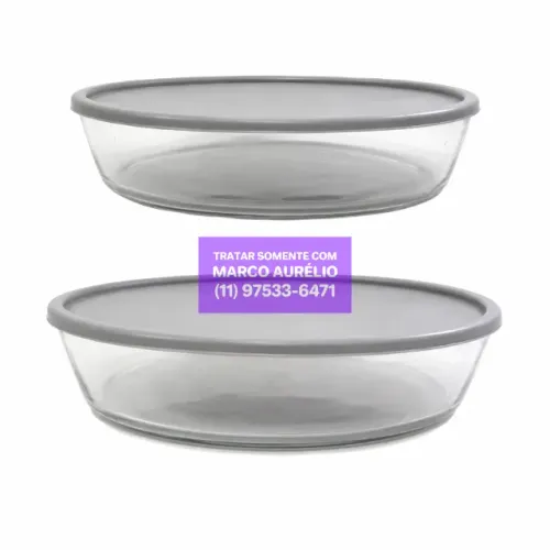 2x Assadeiras em Vidro Oval Com Tampa Marinex Cor Cinza - R$ 100 o Par