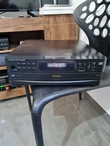 Cd player carrosel 5 cds Philips CDC265 funcionando, com controle