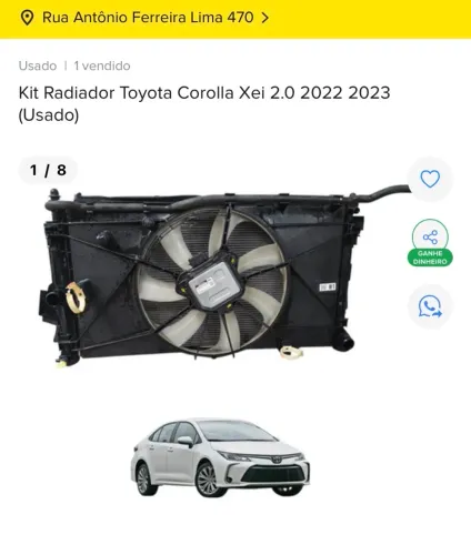 KIT RADIADOR TOYOTA COROLLA XEI 2.0 2022 2023