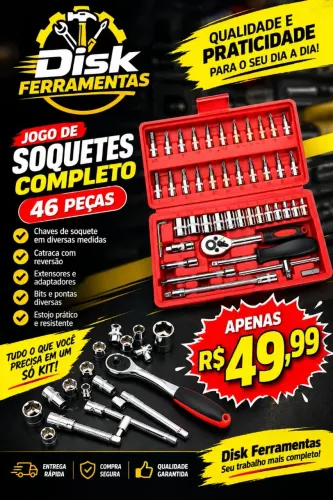 Super Kit 46 Peças Disk Ferramentas - Oferta Especial R$49,99!