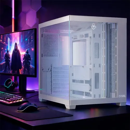 Gabinete Gamer Mancer CV500L, Mid Tower, Lateral De Vidro, Branco, MCR-CV500L-WH