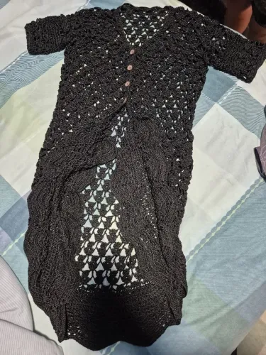 Saída de banho nova de croche cor preta