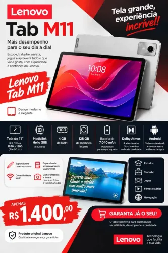 Lenovo Tab M11 4GB RAM 128GB - Tablet Completo