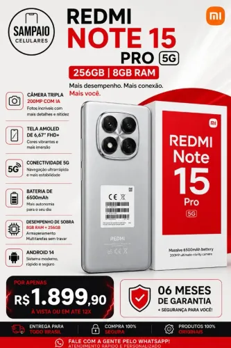 REDMI NOTE 15 PRÓ 5G 256/8 PROMOÇÃO