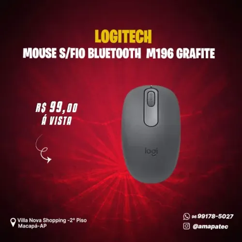 Mouse Sem Fio Logitech M196 Grafite
