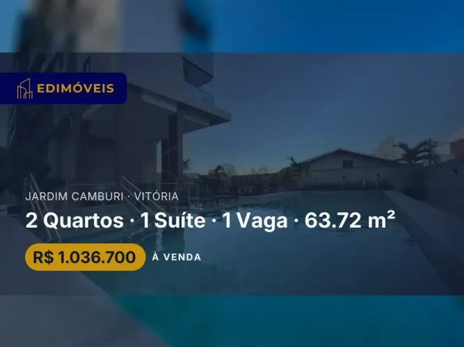 Jardim Camburi: Apartamento 2 quartos com suíte, pronto para morar e lazer completo