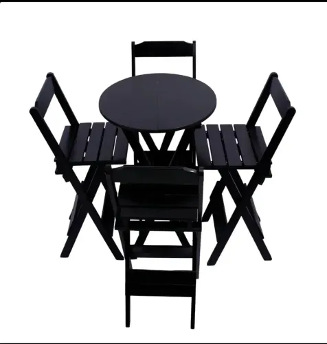 Mesa Bistrô com Preta C/ 04 Cadeiras 70 CM diâmetro -Tenho 11 Jogos Completos 