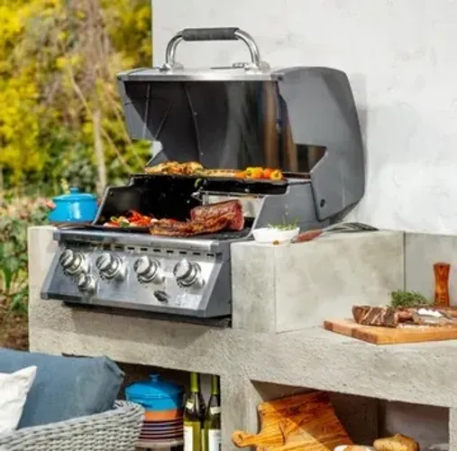 Churrasqueira a Gás de Embutir com 4 Queimadores Aço Inox Mr Beef