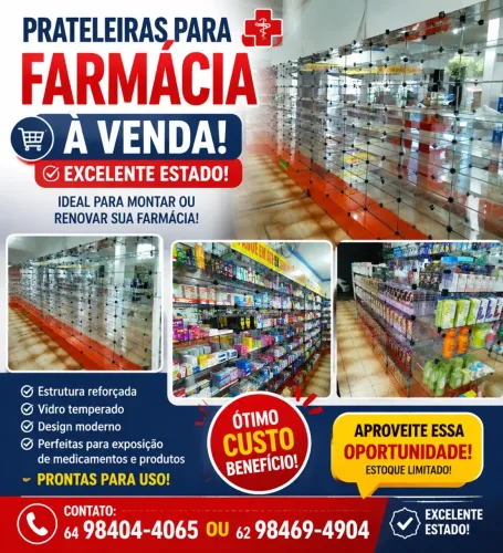 Plateleiras e condulas farmacia/entre outros.