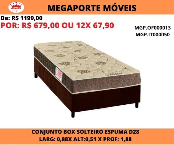 Conjunto Box Espuma D28 Solteiro