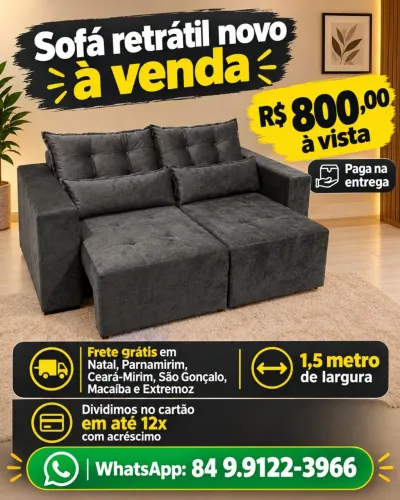 Final de ano com sala nova, temos sofá retrátil novo a venda, frete gratis.