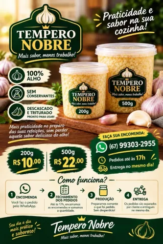 100% Alho descascado / Alho triturado