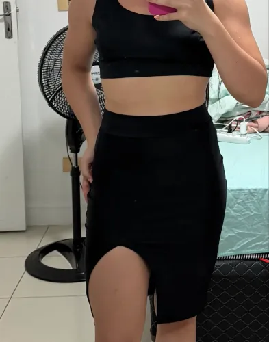 saia mídi com fenda (veste P/M)
