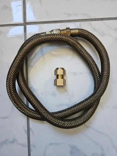 Mangueira Latão 1,20mt + Adaptador Instalação Gás Glp e Gn