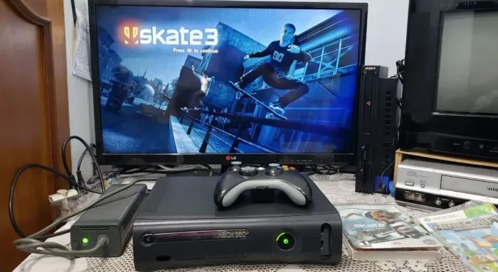 Xbox desbloq, com controle e jogos
