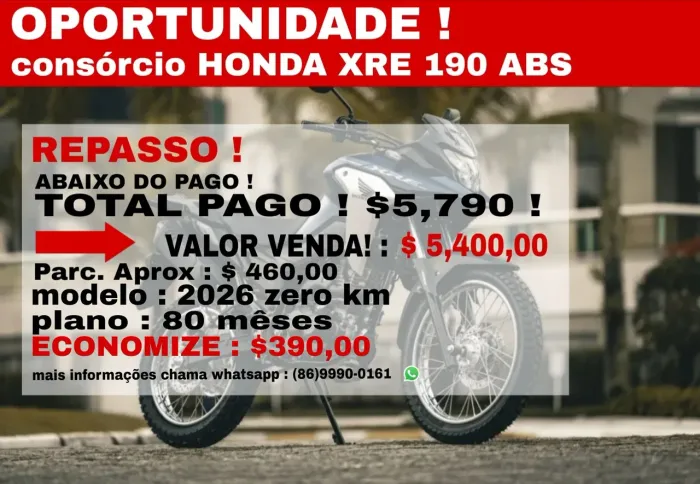 XRE 190 GRUPO/COTA HONDA