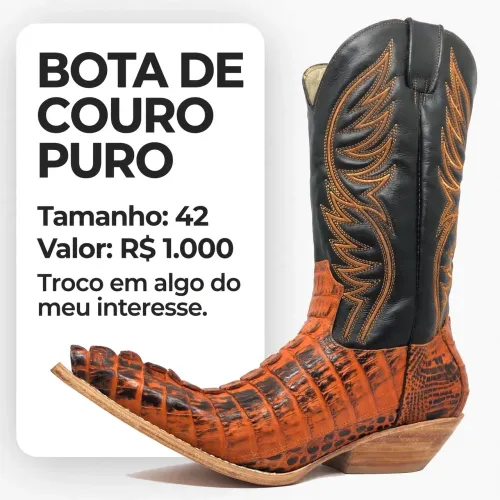 Bota couro de jacare