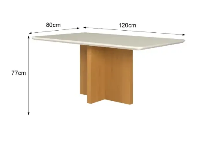 Mesa de jantar - Tampo de vidro e laterais em laca base em MDF duplado 