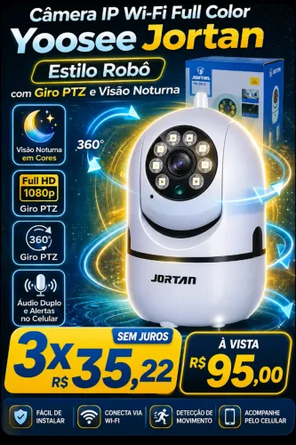 câmera wi-Fi de segurança interna com visão noturna colorida e sensor de movimento