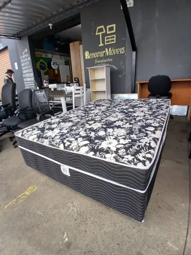 Cama box casal padrão conjugada seminova conservada marca Ortobom